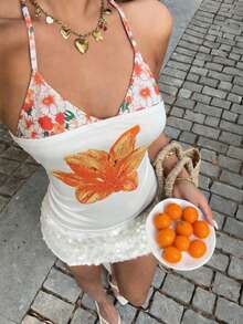 Sundraya Women's Summer Vacation Casual Printed Halter Top - Multicolor - View 1