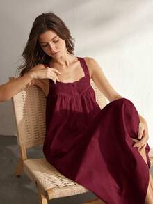 Ocili Women's Solid Color Sleeveless Casual Dress - Burgundy - View 8
