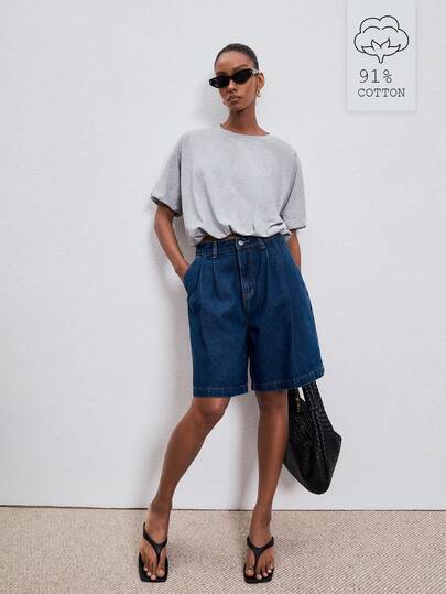 ATUI Studio 女士纯色休闲牛仔短裤