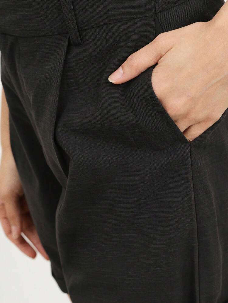 KSTM High Rise Black Shorts For Women Casual Summer With Pockets