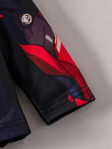 SHEIN Perso Play Baby & Toddler Boys Cartoon Mecha Print Long Sleeve T-Shirt And Pants Set With Cape, Suitable For Parties, Role Play, Holidays, Autumn/Winter - Multicolor - View 5