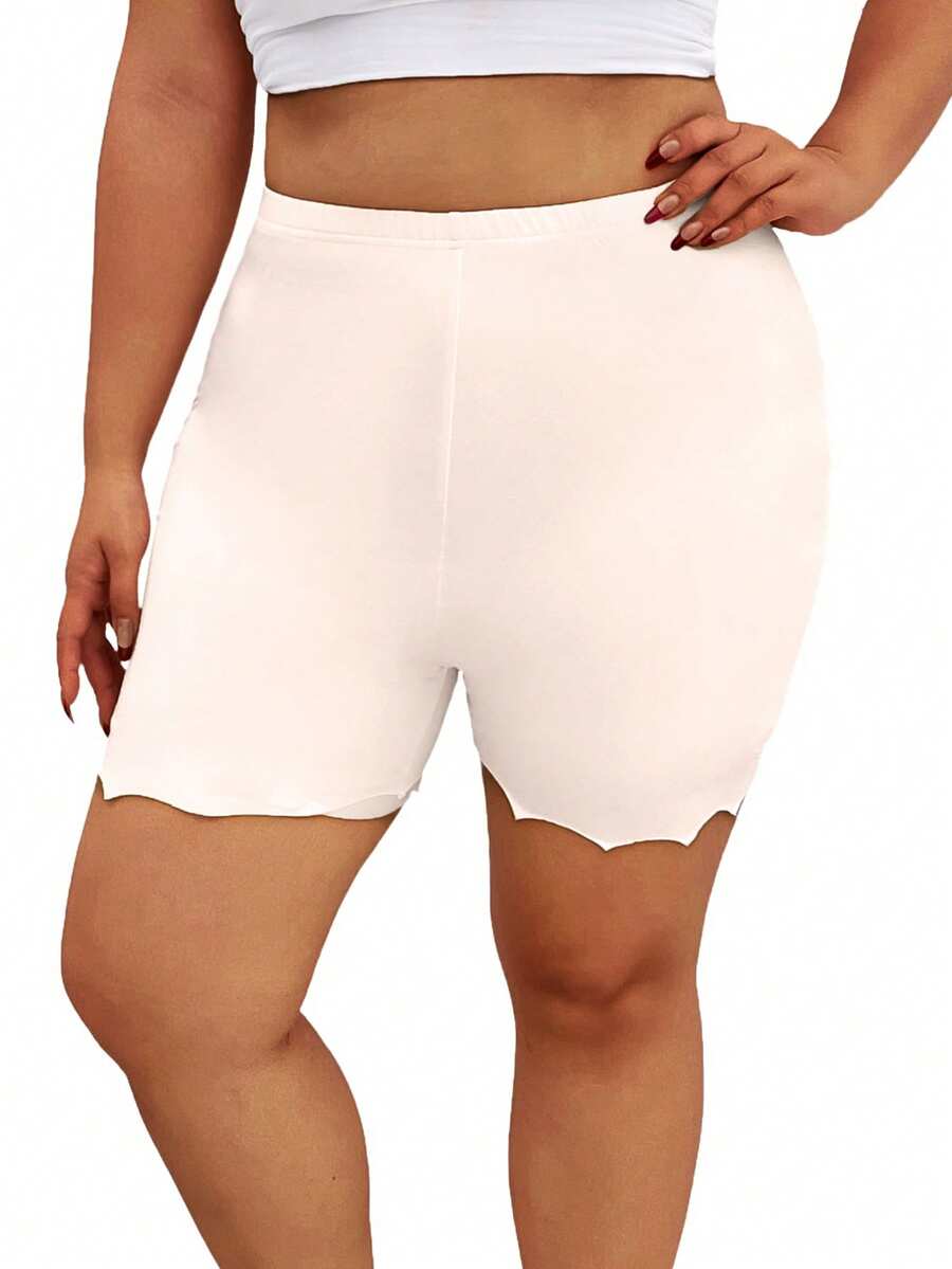 SHEIN LUNE Set de 3 piezas: pantalones cortos con volantes de encaje + leggings talla grande para mujer - Multicolor - Ver 1