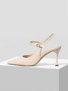 Mnmlis Women's Fashion Buckle Back Lift With Simple Texture High Heels - Off-white - View 2