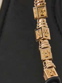 Nöista Embellished Black Thong Sandals. A Sleek Black Sandal Design Featuring A Central T-Strap Adorned With Intricate Gold Geometric Beads-The Perfect Blend Of Bohemian Flair And Refined Elegance. - Black - View 8