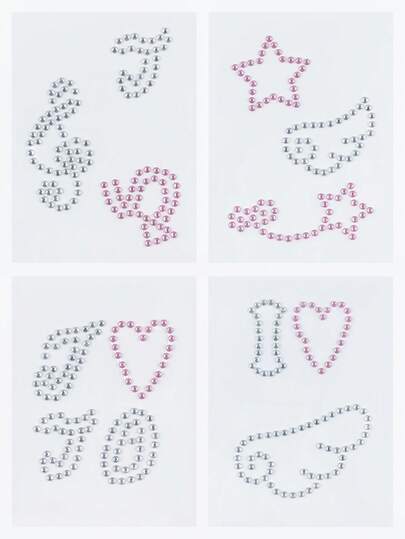 ROMWE Kawaii 4 Cute Wings Music Notes Love Decorative Stickers DIY Diamond Stickers Glitter And Facial Gems