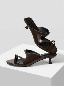 Mnmlis Giày sandal cao gót dành cho nữ - Cà phê nâu - Xem 5