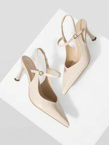 Mnmlis Women's Fashion Buckle Back Lift With Simple Texture High Heels - Off-white - View 6