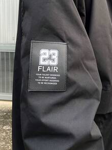 Ngobest Haus Ngobest Haus 男士长袖休闲百搭运动立领夹克，大号印花图案，情侣款，大口袋，秋冬拉链夹克，防风夹克，街头风科技夹克 - 黑色 - 查看 3