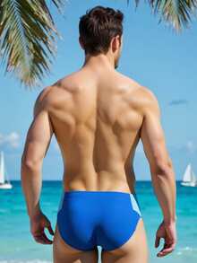 Surfspeed Bañador de triángulo casual de vacaciones en la playa con color de contraste para hombre - azul real - Ver 2
