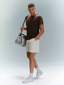 Driftmere 宽松男士斜口袋抽绳腰短裤 - 淺灰色 - 查看 4