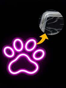 1PC Pink Paw Print LED Neon Sign, USB Powered Acrylic Light With Switch & Hanging Chain, Cute Decor For Pet Lovers, Bedroom, Game Room, Bar & Party - Multicolor - View 4