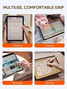 JMMO iPad 電容式觸控筆，90 分鐘自動關機，高靈敏度與高精度，防誤觸通用筆尖，相容於 iPad、平板電腦 2018 及後續版本，iPad 配件，情人節禮物 - 白色 - 查看 2
