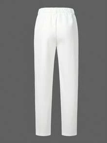 Calvornis Men's White Business Casual Suit Trousers With Sophisticated Design, Suitable For Spring And Summer High Waisted Dress Pants, Formal, Ceremony - White - View 2