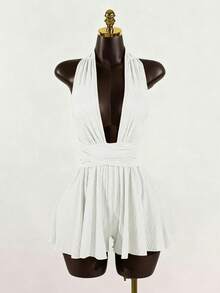 Lyxana Women's Sleeveless Tie-Up Jumpsuit - Apricot - View 4