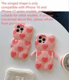 趣味手机壳 粉色3D爱心泰迪熊设计 手机壳 兼容 可爱 防水 防震 防摔 防刮花 - 粉色 - 查看 11