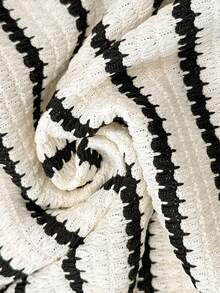 SHEIN Maternity Striped Camisole And Adjustable Waist Wide Leg Pants Casual 2 Pieces Set - Black and White - View 5