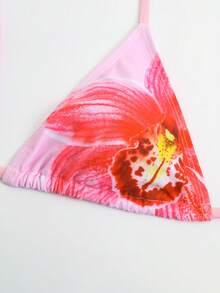 Swim Oasis 3件套女士夏季沙滩度假休闲套装，印花泳衣，丁字裤，网纱系带沙滩裙，波西米亚风 - 粉色 - 查看 7