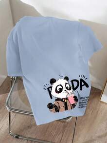 Manfinity Hypemode Men's Casual Cartoon Slogan Print T-Shirt, Summer - Blue - View 1