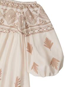 Balvessa Women's Geometric Pattern Off-Shoulder Lantern Sleeve Dress, Suitable For Vacation - Multicolor - View 5