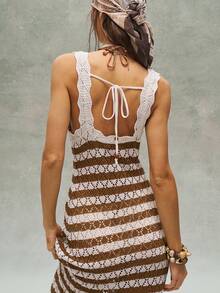 Bohemela Minimalist Fashionable Ombre Knit Sexy Backless Sweater Dress - Multicolor - View 3