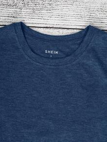 EMERY ROSE Women's Round Neck Short Sleeve Casual Fashion Regular T-Shirt - Navy Blue - View 3