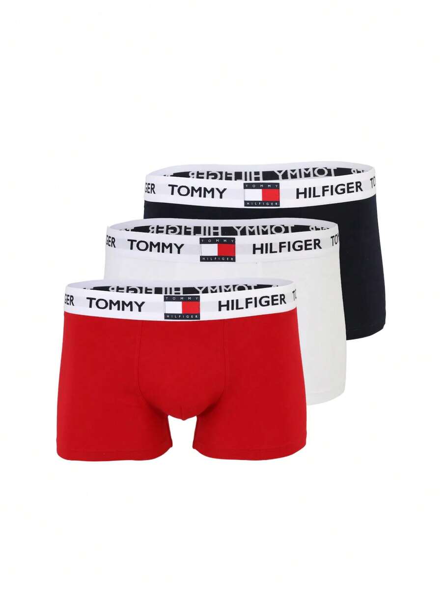 Tommy Hilfiger 3 Pack Men's Boxers - Med Red/White/Des sky - 查看 1