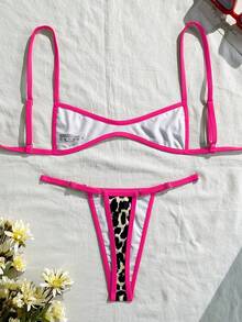 Swim Vcay Bộ bikini 2 mảnh họa tiết da báo gồm áo hai dây hở lưng và quần lọt khe, gợi cảm mùa hè. - Nhiều màu - Xem 2