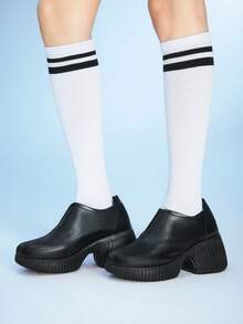 Sugerpunk Women's Heeled Sandals - Ankle Boots For Petite, Thick Sole Loafers, Suede Leather Pumps, Black Closed Toe Chunky Heels - Black - View 5