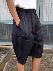 Ngobest Haus Ngobest Haus 男士黑色复古休闲宽松百搭夏季工装短裤 - 黑色 - 查看 3