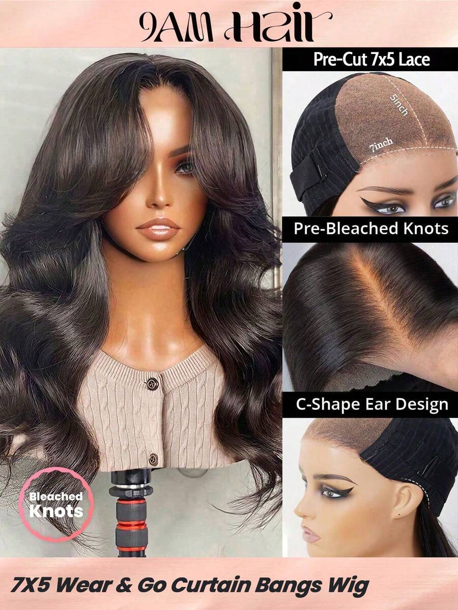 Tóc giả uốn xoăn sóng cơ thể, tóc giả ren cắt sẵn 6*5, tóc giả không keo Wear&Go, tóc giả bằng tóc thật có nhiều lớp