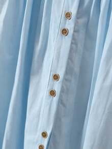 Resyla 新款女士奶油黄短袖褶皱休闲衬衫 - 藍色 - 查看 4