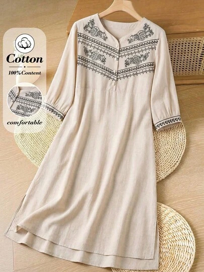 Rusticease שמלת וינטג' קז'ואל באורך בינוני לנשים, אביב/קיץ