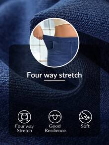 Flexra Pantalones pitillo de cintura alta y elástica de unicolor para tallas grandes - Azul lavado medio - Ver 7