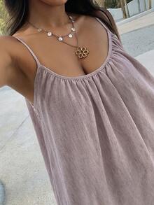 Livesso Pink Elegant Party Holiday Loose Fit Sleeveless Midi Dress For Women - Pink - View 7