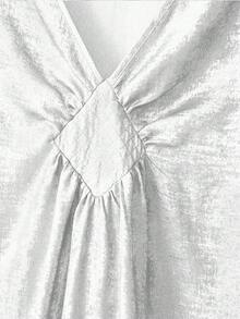 Lyxana Women's Elegant V-Neck Ruffle Sleeve Kimono Robe, Suitable For Party, Gathering, Daily Wear In Spring/Summer - Silver - View 7