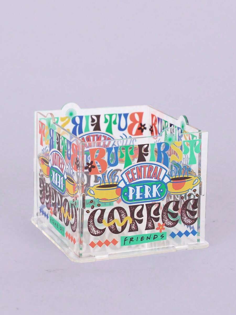FRIENDS X SHEIN 1 pieza Caja de almacenamiento de acrílico con diseño de dibujo animado de café prioritario - Multicolor - Ver 1