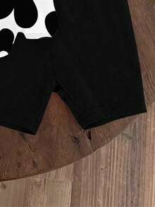 SHEIN Vintaside Kids 一套女婴休闲可爱碎花短袖圆领T恤和短裤套装，适合外出和度假，春夏季穿着。 - 彩色 - 查看 5