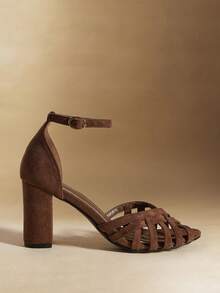 Rosivie Mẫu sandal đế dày hở mũi, khoét lỗ, kiểu Pháp cổ điển mới năm 2025 dành cho nữ. - Cà phê nâu - Xem 2