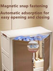 Storage Cabinet, Cream-Color Foldable Wardrobe, Plastic Storage Closet, No Assembly Required, New Arrival - Color Mixing - View 5