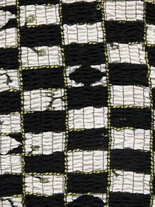 Maweii Vestido maxi de alta gama para vacaciones y citas en la playa, con diseño elegante en blanco y negro a cuadros, cuello con lazo, fruncido en el pecho y cintura, cordón en la espalda, para mujeres de talla grande - Blanco y Negro - Ver 6