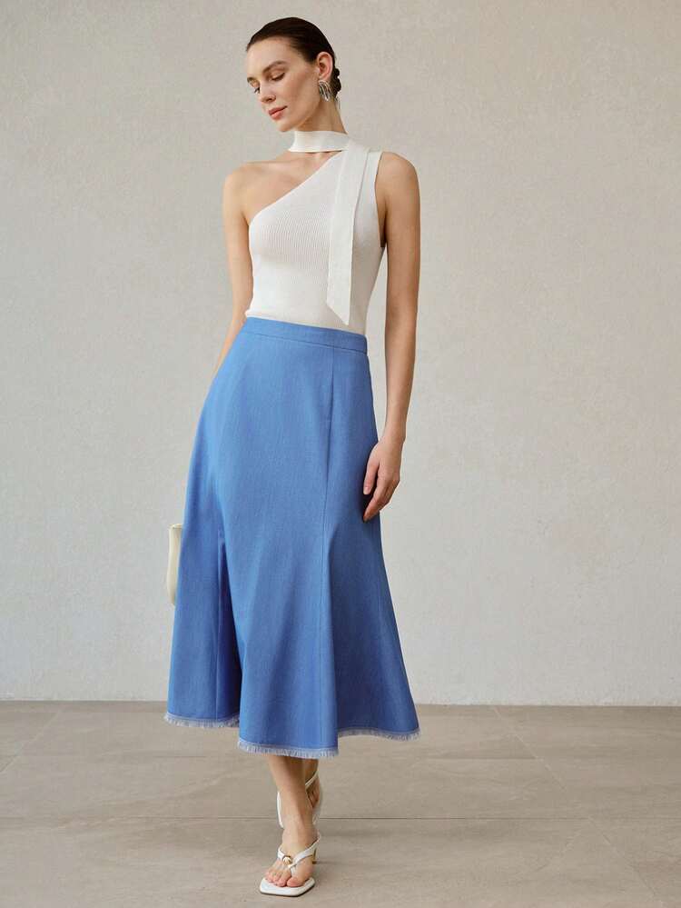 WOMEN'S ELEGANT RAW EDGE MERMAID SKIRT