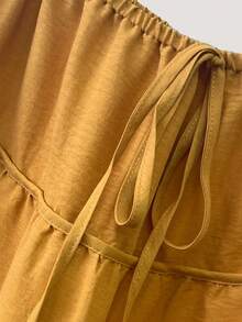 SHEIN Holidaya Women's Drawstring Waist Casual Versatile Date & Outing A-Line Skirt, Summer - Green - View 3