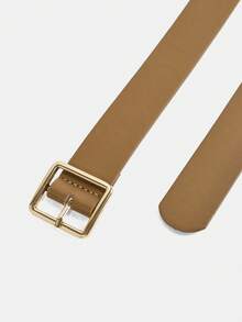SHEIN Serisse Kids Tween女孩休閒時尚優雅棕色格紋通勤立領荷葉腰卡其色A字洋裝附腰帶 - 棕色 - 查看 9