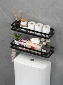 1pc Bathroom Storage Rack, Bathroom Shelves, Shower Storage Rack Holder, Toilet Shampoo Organizer, Bathroom Accessories - Easy To Install And Reusable Bathroom Organization Solution! Bathroom Accessories - Multicolor - View 4