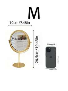 1pc Desktop Rotatable Makeup Mirror For Women, Portable High Definition Cosmetics Mirror For Students Valentine DAY, Valentines Wedding, Birthday - Gold - View 9