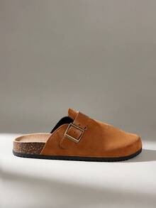 Solecia Women's Buckle Design Casual Slip-On Mules For Christmas - Camel - View 7