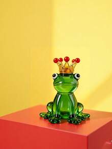 MINKOJA 1pc, Handmade Crystal Frog Statue | Cute Green Frog Ornament, Suitable For Holiday And Table Decoration, Home Decoration, Valentine's Day, St. Patrick's Day, Easter, Party Gift,Easter,Easter Gift,Miniature Things, - Multicolor - View 2