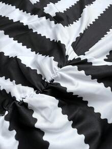 NU&NOW 大码女式夏季黑白条纹荷叶边腰部松紧带性感美人鱼裙，优雅休闲沙滩度假连衣裙 - 黑與白 - 查看 6