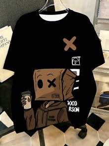 Manfinity Joysei Duck Pattern Print Design On Abdominal Muscles, Men's Fashionable Summer Casual Sportswear, Men's Top - Black - View 1