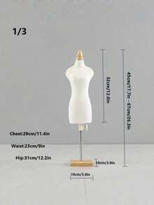 1pc Mini Sewing Human Form Mannequin With Square Base, Clothing Display Teaching Props - Beige - View 11